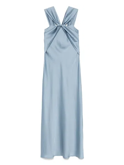 D Exterior Satin Gown In Blue