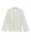 D Exterior Dexterior Green Shirt With Delicate Lace Overlay In Green