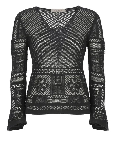 D Exterior D.exterior Lace Knit Sweater In Black