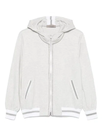 D Exterior Dexterior Lightweight Zip-up Hoodie With Ribbed Cuffs In Gray