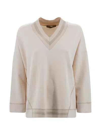 D Exterior Sweatshirt Plug V-neck In Neutral