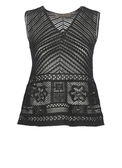 D Exterior D.exterior Sleeveless Lace Top In Black