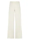 D Exterior Satin Elastic-waistband Trousers In White