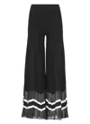 D Exterior D.exterior Sheer Hem Wide Leg Pants In Black