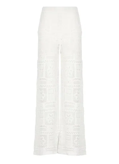 D Exterior D.exterior Crochet Wide Leg Pants In White