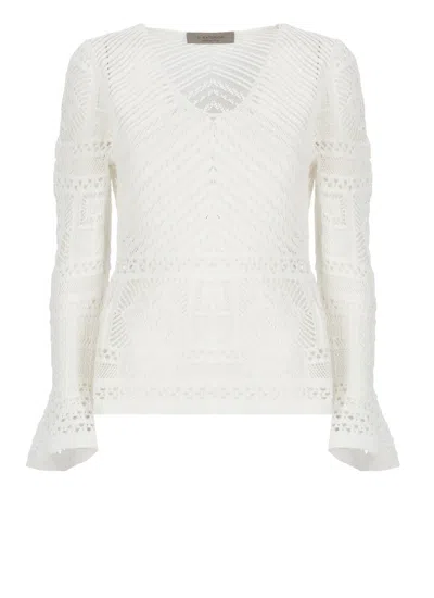 D Exterior D.exterior Lace Knit Sweater In White