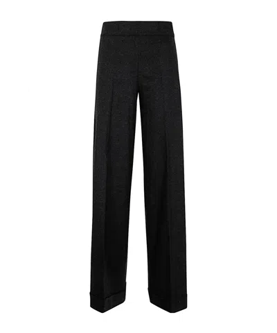 D Exterior Wide-leg Casual Pants In Black