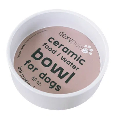 Dexypaws Ceramic Dog Bowl White 50oz Pet Feeding Dish