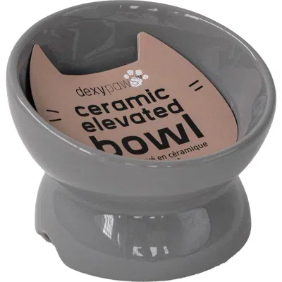 Dexypaws Elevated Ceramic Cat Bowl, Grey, 7oz In Gray