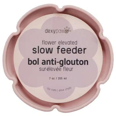 Dexypaws Flower Elevated Slow Feeder, Pink Blush, Silicone Cat Dish