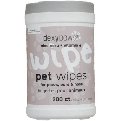 Dexypaws Pet Cleansing Wipes Canister, Aloe Vera & Vitamin E, 200ct In Multicolored