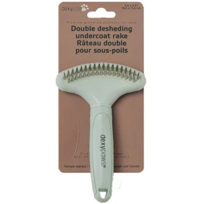 Dexypaws Pet Double Deshedding Undercoat Rake, Sage Green, Grooming Tool