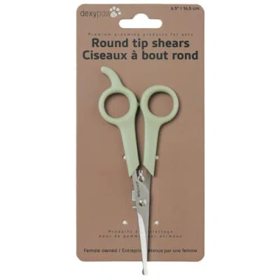 Dexypaws Pet Round Tip Shears, Sage Green, Dog & Cat Grooming Tool