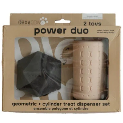 Dexypaws Power Duo Set, Geometric Kong And Cylinder 2 Piece Dog Chew Toys In Multicolored