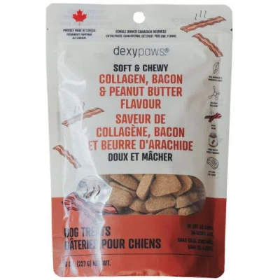 Dexypaws Soft & Chewy, Collagen, Bacon & Peanut Butter, 8oz, Dog Treats In Multicolored