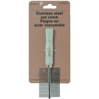 Dexypaws Stainless Steel Pet Comb, Sage Green, Dog & Cat Grooming Tool