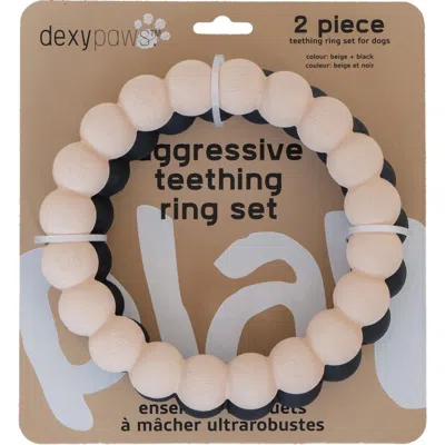 Dexypaws Super Chew Rings 2 Piece Dog Teething Toys In Beige