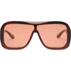 Dezi Afters Shield Sunglasses In Fiery Tortoise/orange