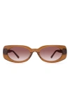 Dezi Booked 52mm Rectangular Sunglasses In Amber / Honey Faded
