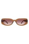 Dezi Booked 52mm Rectangular Sunglasses In Brown