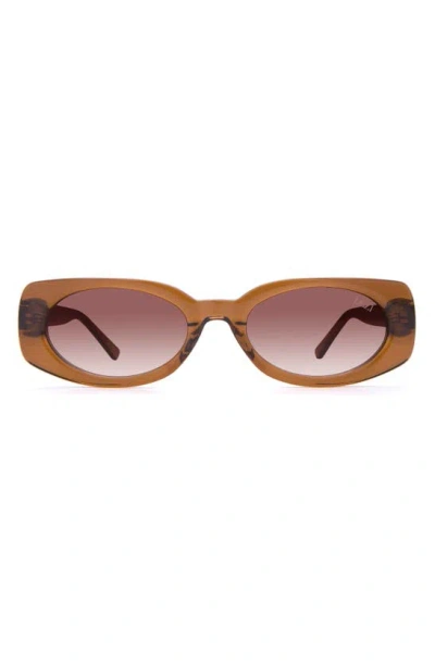 Dezi Booked 52mm Rectangular Sunglasses In Brown