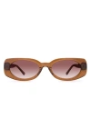 Dezi Booked 52mm Rectangular Sunglasses In Amber/honey Faded