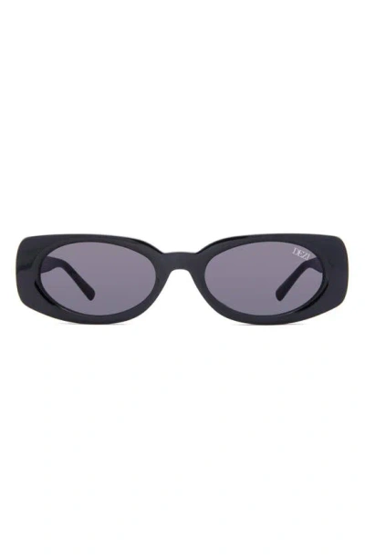 Dezi Booked 52mm Rectangular Sunglasses In Black / Dark Smoke