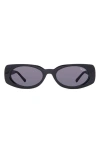 Dezi Booked 52mm Rectangular Sunglasses In Black/dark Smoke