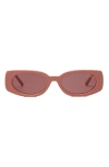 Dezi Booked 52mm Rectangular Sunglasses In Guava / Berry