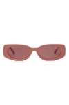 Dezi Booked 52mm Rectangular Sunglasses In Guava/berry