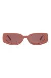 Dezi Booked 52mm Rectangular Sunglasses In Guava/berry