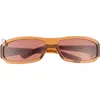 Dezi Chula 60mm Wrap Sunglasses In Amber/cognac