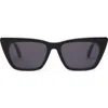 Dezi Gato 55mm Cat Eye Sunglasses In Black/dark Smoke
