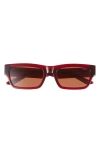 Dezi Izzy 56mm Polarized Rectangular Sunglasses In Burgundy/cognac