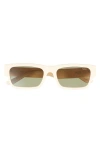 Dezi Izzy 56mm Polarized Rectangular Sunglasses In Cream/sage