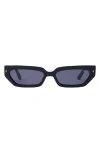 Dezi Lil Switch 55mm Rectangular Sunglasses In Black / Dark Smoke