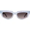Dezi On Read 49mm Cat Eye Sunglasses In Bb Blue Quartz/smoke