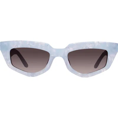 Dezi On Read 49mm Cat Eye Sunglasses In Bb Blue Quartz/smoke