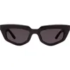 Dezi On Read 49mm Cat Eye Sunglasses In Black/dark Smoke