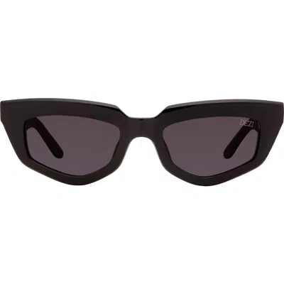 Dezi On Read 49mm Cat Eye Sunglasses In Black/dark Smoke