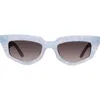 Dezi On Read 49mm Cat Eye Sunglasses In Bb Blue Quartz/smoke