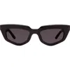 Dezi On Read 49mm Cat Eye Sunglasses In Black/dark Smoke