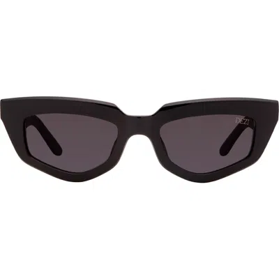 Dezi On Read 49mm Cat Eye Sunglasses In Black/dark Smoke