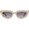 Dezi On Read 49mm Cat Eye Sunglasses In Limestone/smoke Faded