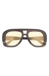 Dezi Pusha 55mm Shield Sunglasses In Brown