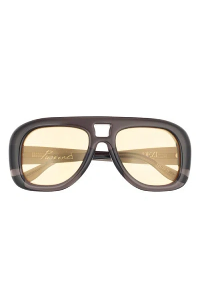Dezi Pusha 55mm Shield Sunglasses In Brown