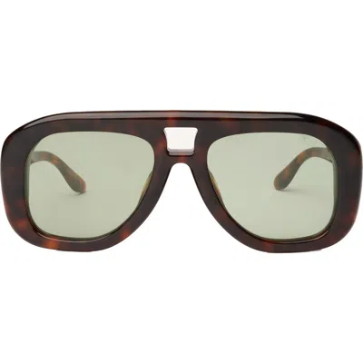 Dezi Pusha 55mm Shield Sunglasses In Fiery Tortoise/green