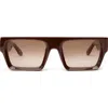 Dezi Slick 55mm Shield Sunglasses In Brown
