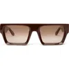 Dezi Slick 55mm Shield Sunglasses In Chocolate/siena Faded