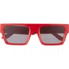 Dezi Slick 55mm Shield Sunglasses In Slick Cherry/dark Smoke